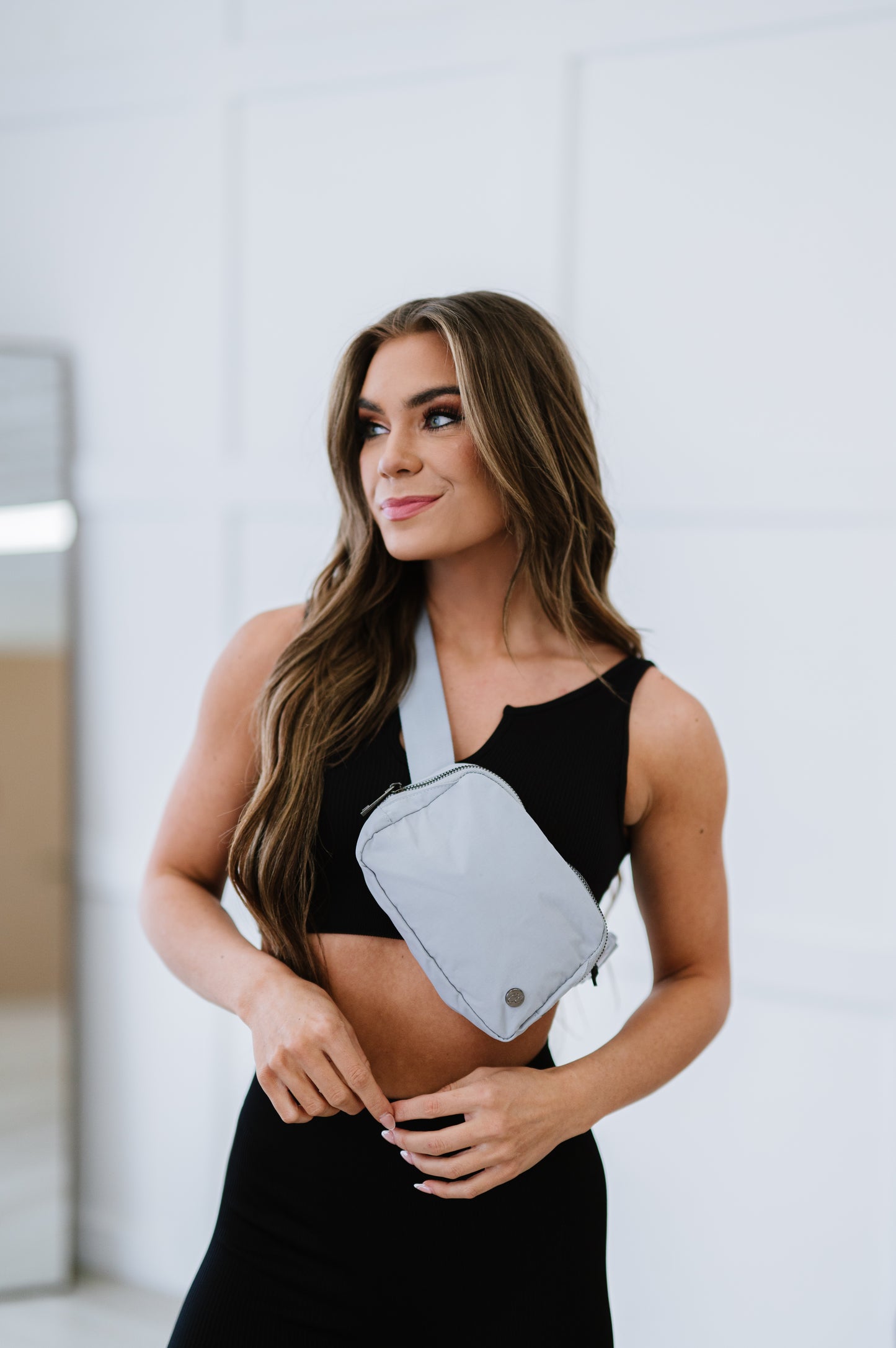 Grey Shoulder Sling Belt Bag