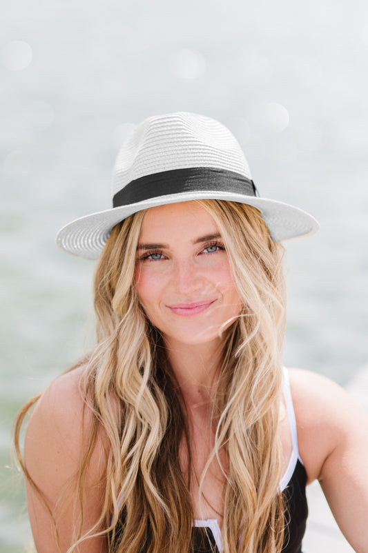 White Panama Straw Beach Hat