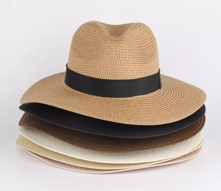 Panama Straw Beach Hat - Light Tan