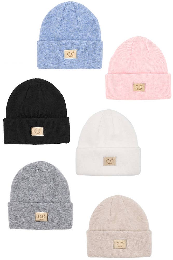 Kid's C.C Suede Patch Beanie Hat